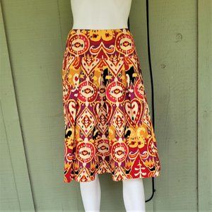 New HAROLD'S Ethnic Print Box Pleat Skirt Cotton 4